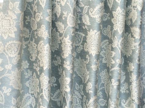 Teal Floral Paradise Curtain Fabric By The Yard Upholstery Etsy