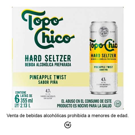 Bebida Alcohólica Topo Chico Hard Seltzer Pineapple Twist 6 Pzas De 355
