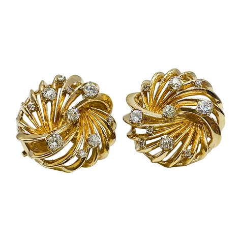 Cartier Pav Diamond Gold Large Button Earrings At Stdibs Pave