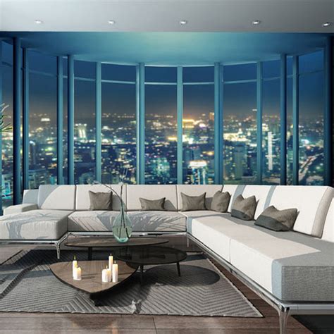 Custom 3d Wallpaper Mural City Night View From The Window Bvm Home