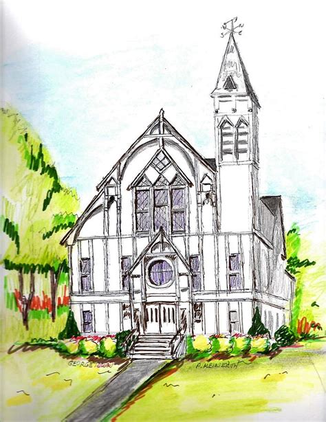 George Town Church Drawing By Paul Meinerth Fine Art America