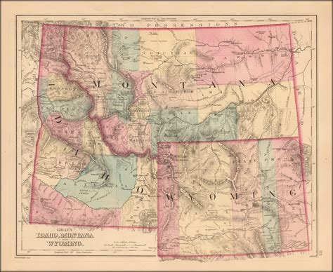 Grays Idaho Montana And Wyoming 20 Inch By 30 Inch Laminated Poster