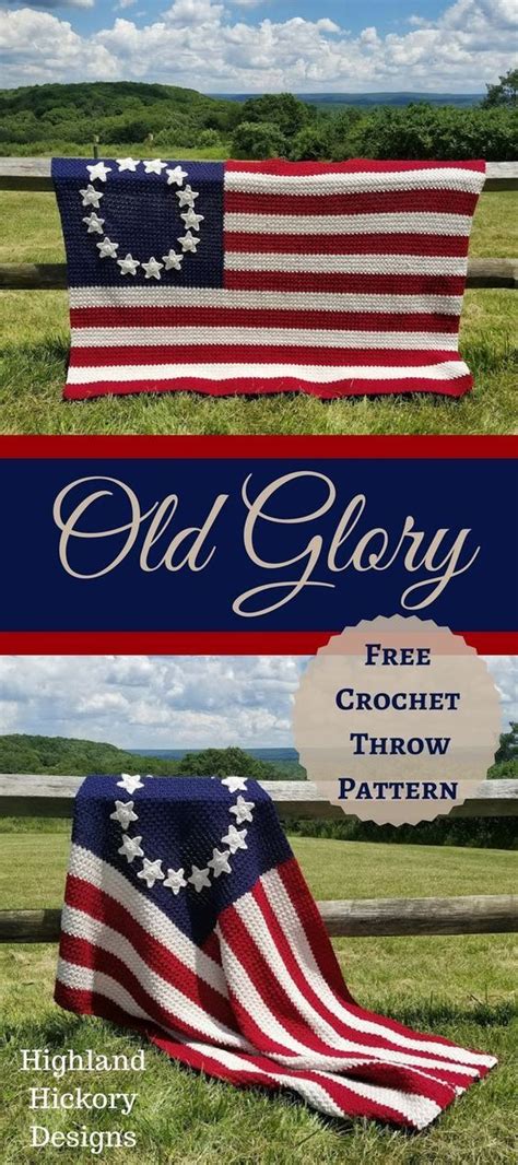 Old Glory American Flag Afghan Highland Hickory Designs Free