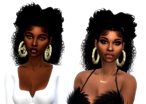 Kaylahair Kellyhair Bamboo Earrings Sims Hair Sims 4 Black Hair