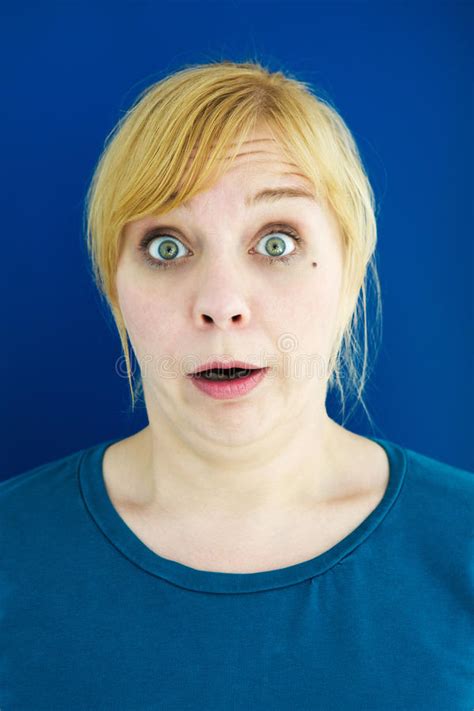 Portrait Of Young Blond Woman Looking Surprised Stock Image Image Of