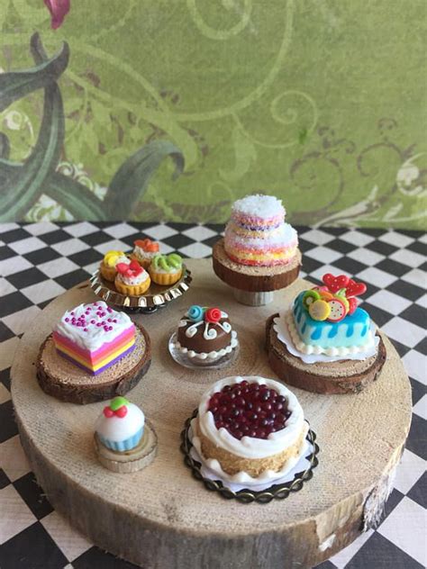 miniature dollhouse cakes fairy cakes and pastries miniature etsy small chocolate cake