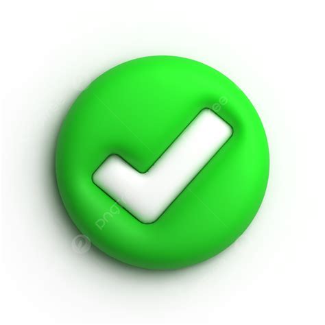 D Green Check Mark Icon In Round Isolated Transparent Background Tick