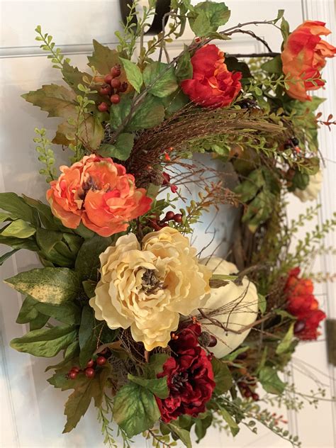 Fall Wreath For Front Door Peony Fall Wreath Porch Fall Decor