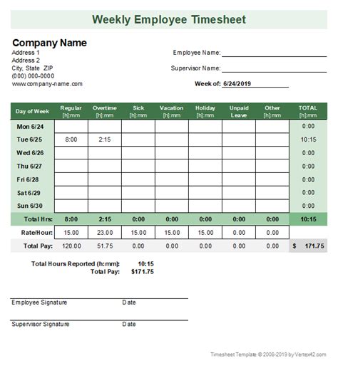 Download The Weekly Excel Timesheet From Timesheet