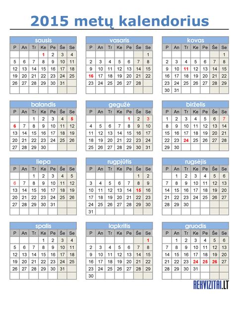 Kalendorius 2015 metams. Rekvizitai.lt