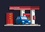 vector de dibujos animados de ilustración de edificio de gasolinera de ...