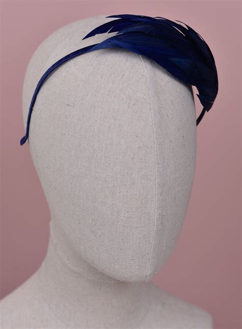 navy blue feather headband fascinator