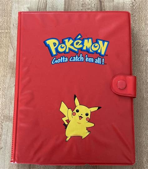 Original Pokemon Card Album Binder Red Pikachu 4 Pocket 1999 Ebay In