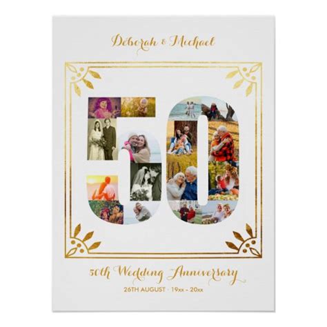 50th Wedding Anniversary Custom Photo Collage Poster Uk