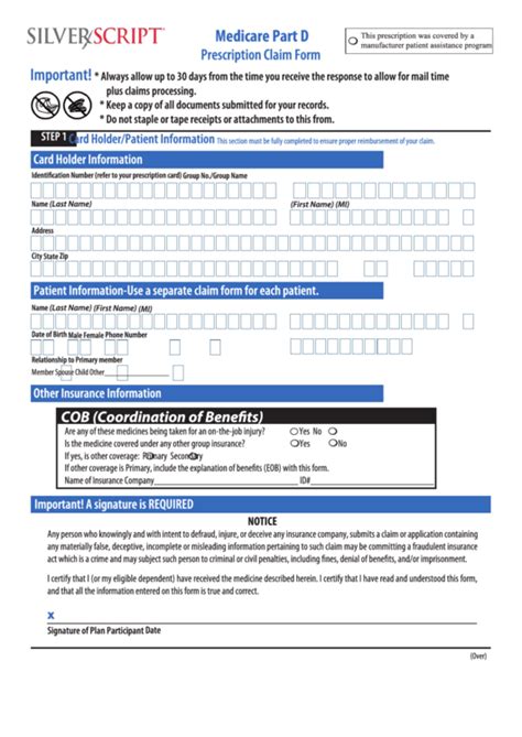 Fillable Medicare Part D Prescription Claim Form Printable Pdf Download