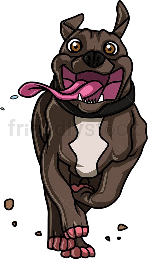 Happy Pitbull Dog Running Cartoon Clipart Vector Friendlystock