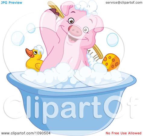 Enter the roblox world with coloring pages and get ready to meet piggy. Clipart Cute Pig Scrubbing His Back In A Bath Tub ...