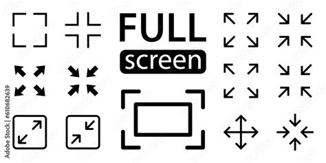 Full Screen Vector Black Icons Set Of Full Screen And Exit Full Screen