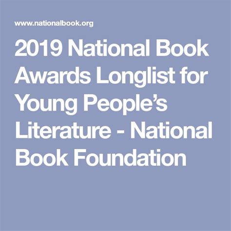 2019 National Book Awards Longlist For Young Peoples Literature