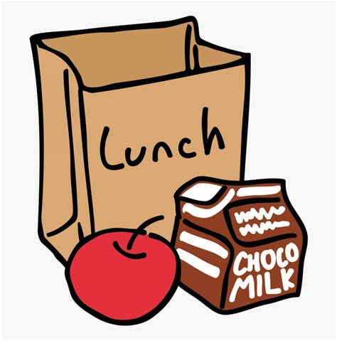 Drawing Of Lunch Bag With An Apple And Chocolate Milk Lunch Clipart
