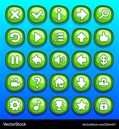 Game Green Buttons Set Royalty Free Vector Image