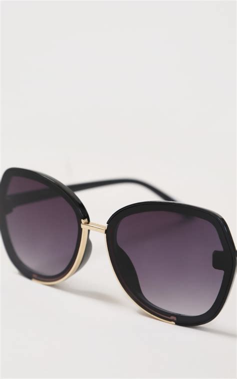 Black Fade Oversized Round Sunglasses Prettylittlething Usa