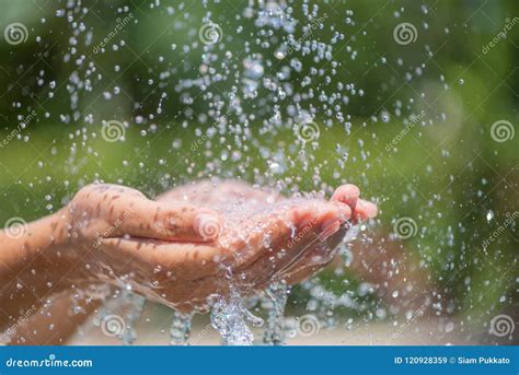 Water Pouring In Woman S Hands Stock Image Image Of Freshness