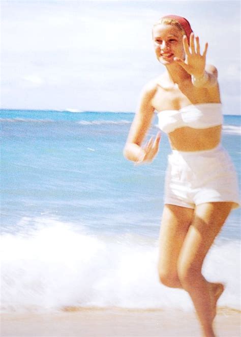 Grace Kelly By Howell Conant 1955 White Swimsuit Headband Sea
