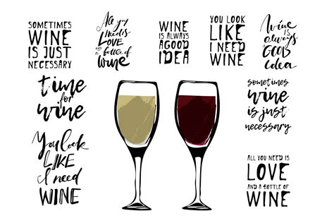 Wine Quotes Set Illustrator Graphics ~ Creative Market