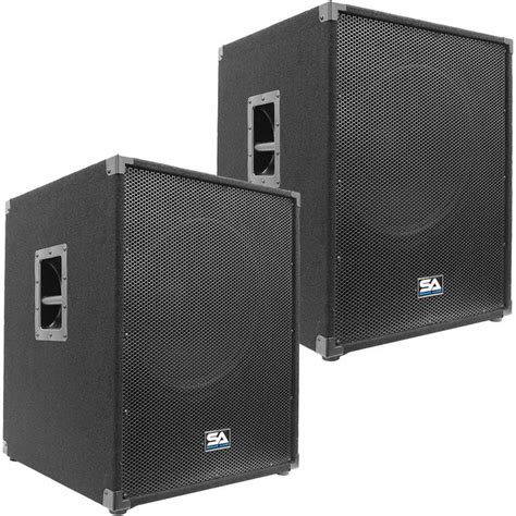 Pair Of 18 Inch Powered Subwoofer Bass Cabinets 800 Watts Rms Each