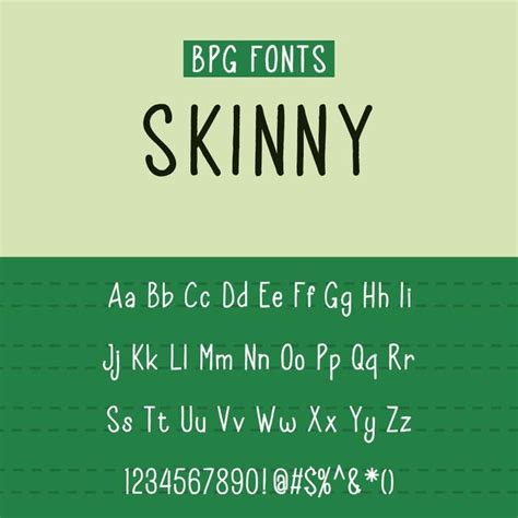 This Bpg Skinny Font Includes All 56 English Letters Upper Lower Cases