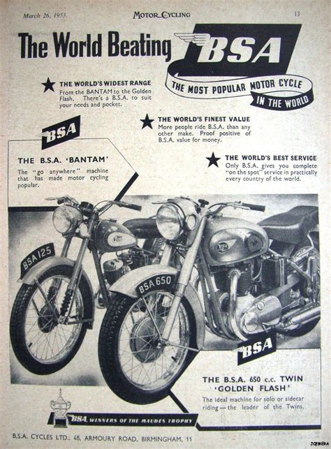 Bsa Ad Inkfrog Vintage Motorcycle Posters Classic Motorcycles Bike