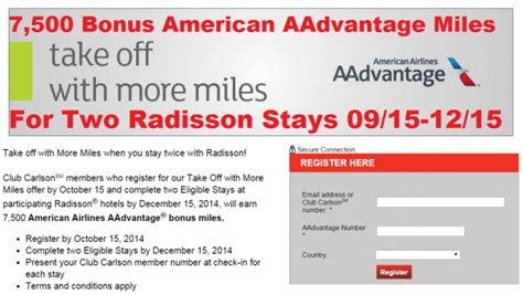 Club Carlson Radisson American Airlines Promo Get 7500 Bonus