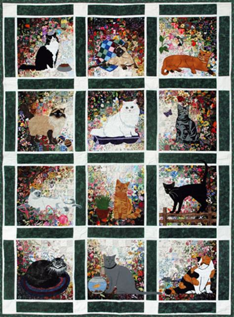 Learn how to make an easy patchwork cat quilt block. Rachel's Cat Garden Watercolor Quilt Kit at Everything Quilts