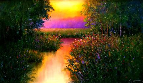 Morning Glow Sunrise Oil Painting Landscape Sunrise Painting Landscape