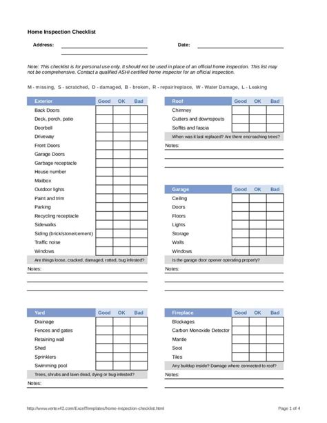 If any one has similar template please share with me. House Inspection Checklist Template Excel And Printable ...