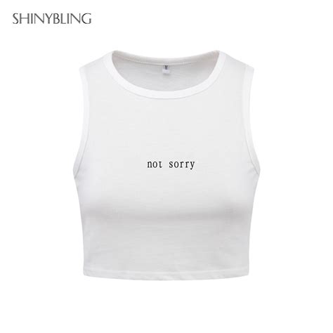 Sorry Not Sorry Printed Super Cute Flowy Funny Short Crop Top Tank 90s