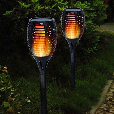 4x 96 Led Waterproof Flickering Flame Solar Torch Light Garden Lamp