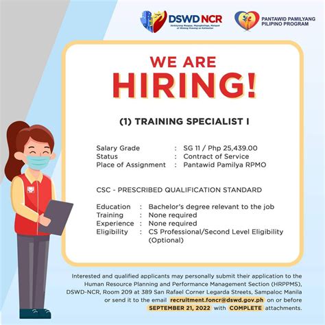 Dswd Ncr Hiring No Legibility Required Until September 21 2022