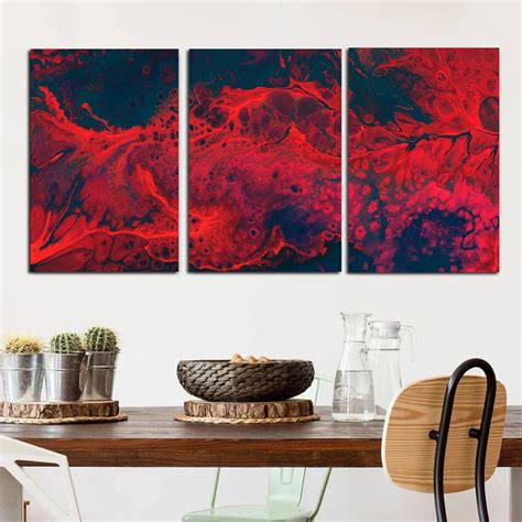 Abstract Red Canvas Art X3 Panels Avail Wall In 2020 Canvas Art