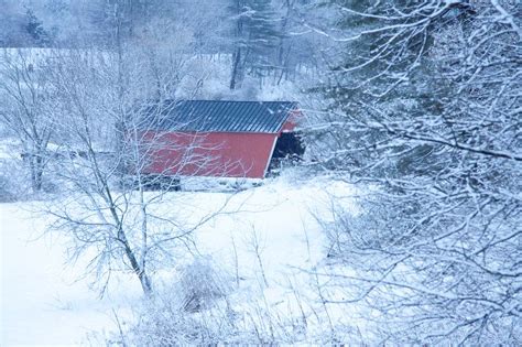 Covered Bridge In Winter Vermont Scenes 8 Covered
