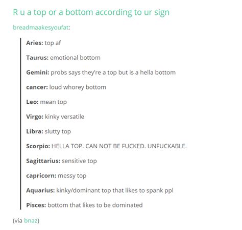 Are You A Top Or A Bottom According To Your Sign Zodiac