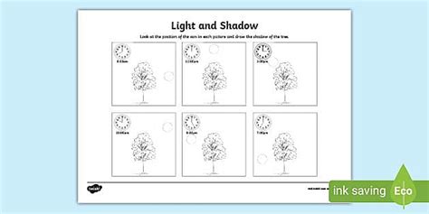 Light And Shadow Worksheet Teacher Made Twinkl