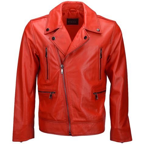 Vegetable Tanned Leather Biker Jacket Red Phoenix