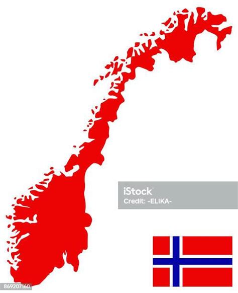 Norge Karta Och Flagga Vektorgrafik Och Fler Bilder På Baner Skylt