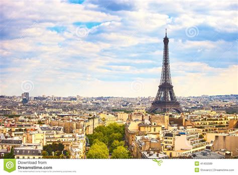 Eiffel Tower Landmark View From Arc De Triomphe Paris