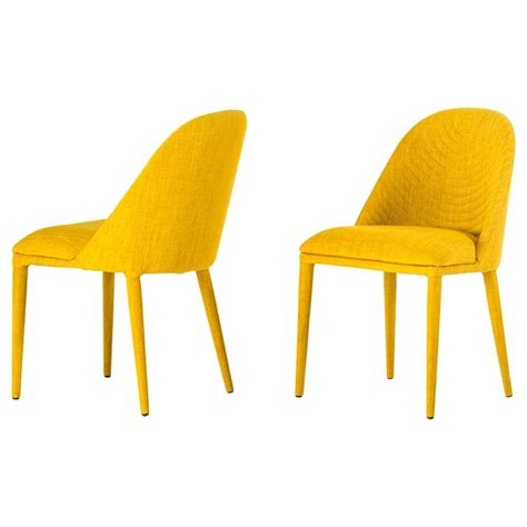 Modrest Brooke Modern Fabric Dining Chair Yellow Set Of 2 Modern Fabric Dining Chairs