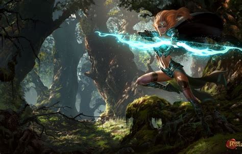 Wallpaper Forest Girl Fantasy Magic Elf The Game Bow