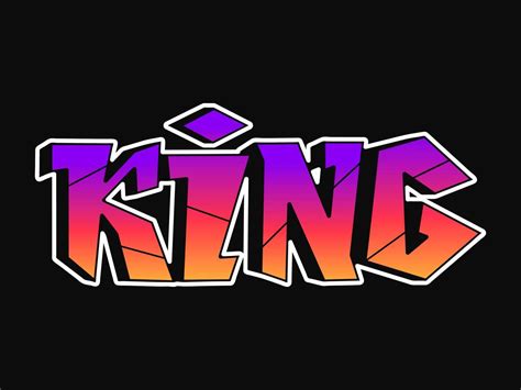 King Word Trippy Psychedelic Graffiti Style Lettersvector Hand Drawn