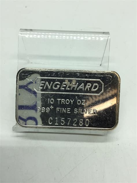 Lot Ten Troy Ounce 999 Fine Silver Bar Engelhard